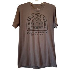 YELLOWSTONE Gray Graphic Tee "Protect the Family" Montana  cotton size Medium